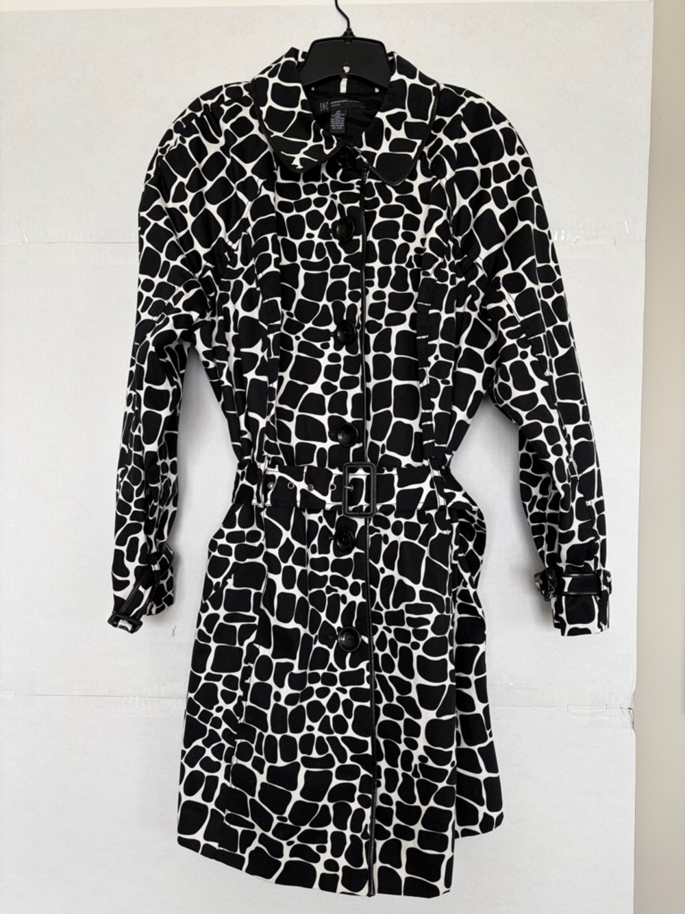 INC International Concepts Black and White Patterned Trench Coat